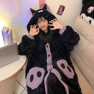 【50% OFF】Cartoon Bat Plush Hooded Pajamas Set