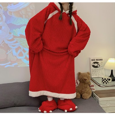 Funny Lion Dance Embroidery Hooded Jumpsuit Pajamas Dress
