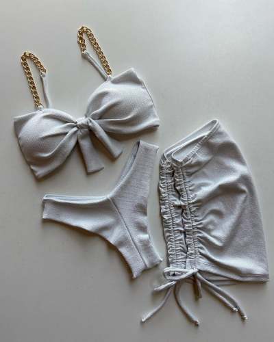 Fashion personality chain split bikini three-piece set