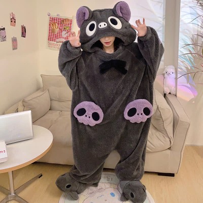 【50% OFF】Funny Cartoon Bat Plush Hooded Jumpsuit Pajamas