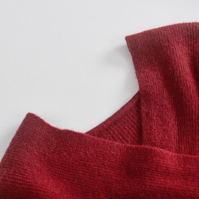 Pure Color Cross Knit Sweater Dress Two Pieces Set