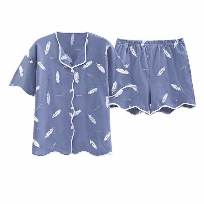 Floral Print Summer Cotton Home Pajamas Set