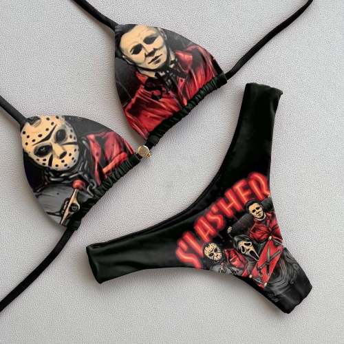 Vintage Halloween Split Strap Bikini
