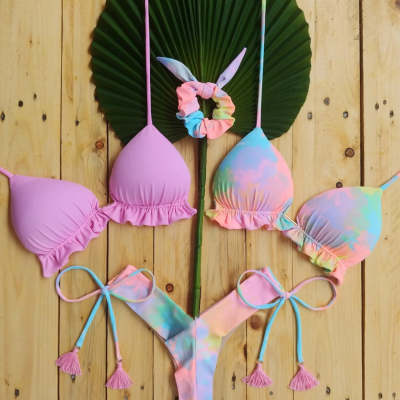 Fashion gradient split bikini three-piece suit