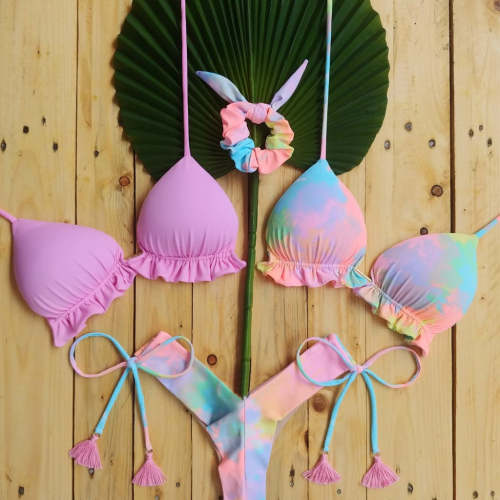 Fashion gradient split bikini three-piece suit