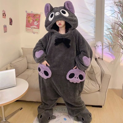 【50% OFF】Funny Cartoon Bat Plush Hooded Jumpsuit Pajamas