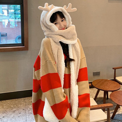 Antler Hat Scarf Gloves Warmer