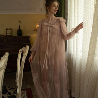 Bow Knot See Through Tulle Lingerie Dress
