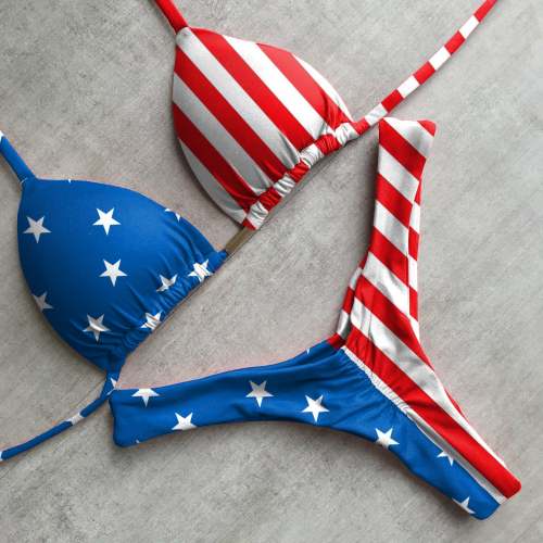 Stylish Independence Day Print Sling Bikini
