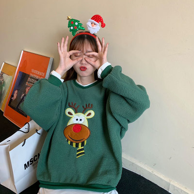 Cartoon Embroidery Fake Two Pieces Sweatshirt