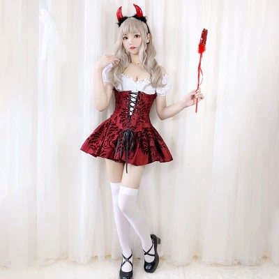 Halloween Cosplay Devil Witch Vampire Lace Up Costume