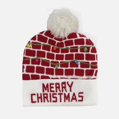 LED Christmas Graphic Print Knit Hat
