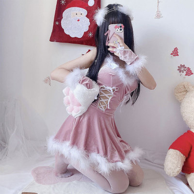 Christmas V-neck Lace Up Dress