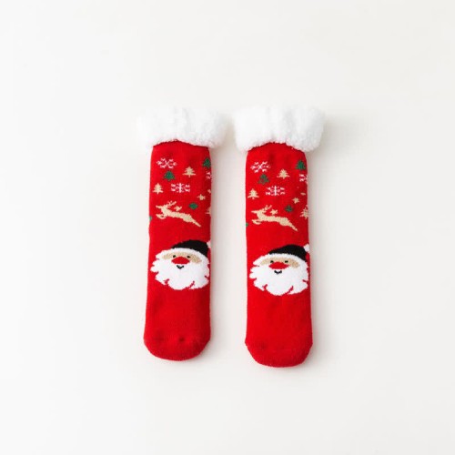 Cute Cartoon Christmas Pattern Print Plush Socks