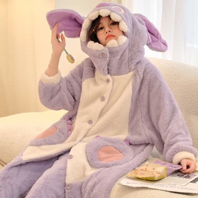 【50% OFF】Cartoon Plush Loose Hooded Pajamas Set