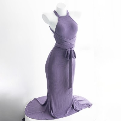 Sexy Halter Backless Lace Up Split Lingeire Dress