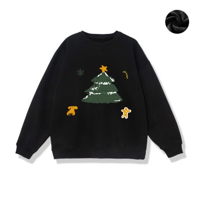 Boyfriend Girlfriend Christmas Tree Bell Print Loose Sweatshirt
