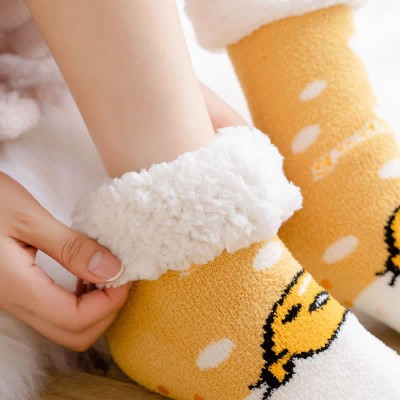 Cute Cartoon Christmas Pattern Print Plush Socks