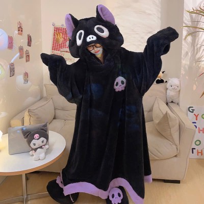 【50% OFF】Funny Cartoon Bat Plush Hooded Jumpsuit Pajamas Dress