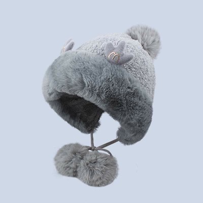 Cute Deer Antler Knit Plush Hat