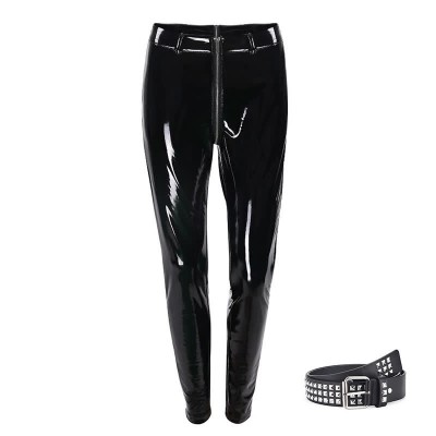 Sexy Zipper Shiny Leather Leggings