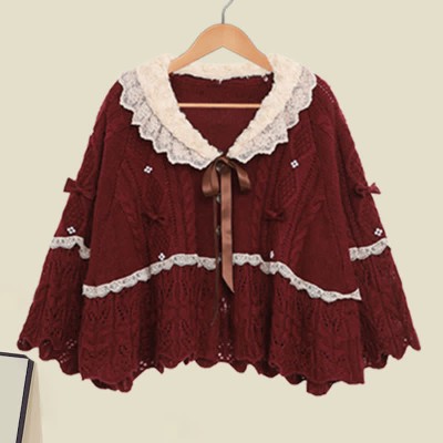 Vintage Cape Sweater Flouncing Slip Dress Two Pieces
