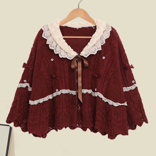 Vintage Cape Sweater Flouncing Slip Dress Two Pieces