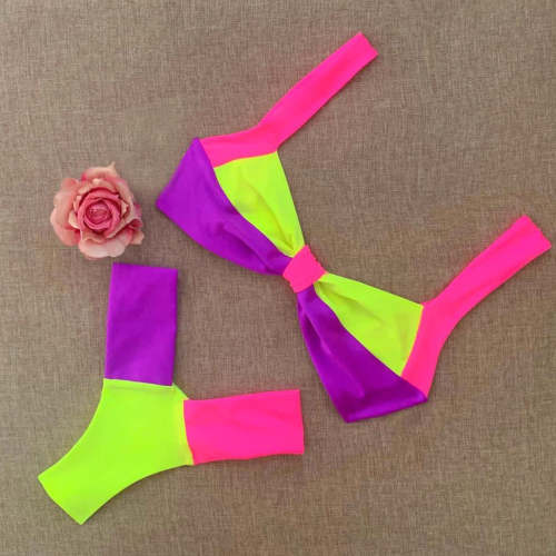Resort style color matching bow sexy bikini
