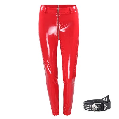 Sexy Zipper Shiny Leather Leggings