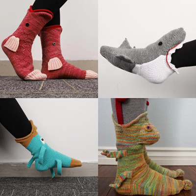 Cute Cartoon Crocodile Knit Socks