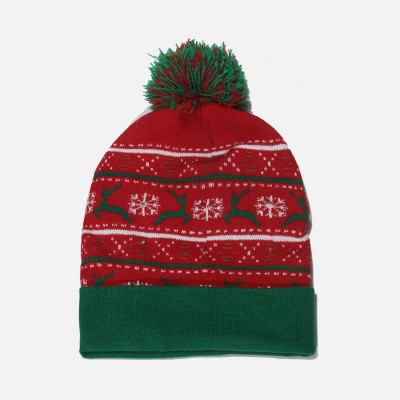 LED Christmas Graphic Print Knit Hat