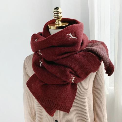 Cute Reindeer Embroidery Scarf