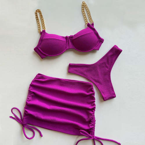 Fashion chain sexy bikini three-piece set