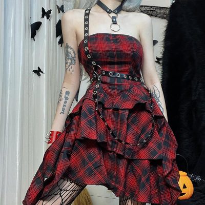 Irregular Belt Decor Off The Shoulder Lattice Dress