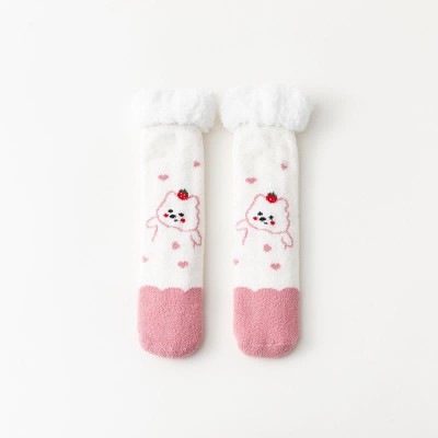 Cute Cartoon Christmas Pattern Print Plush Socks