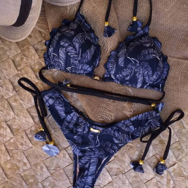 Hawaiian style split strap sexy bikini
