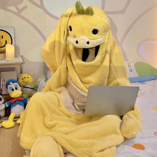 【50% OFF】Funny Cartoon Duck Plush Hooded Jumpsuit Pajamas Dress