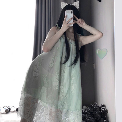Lace Mesh Slip Dress Nightdress Stockings Lingerie