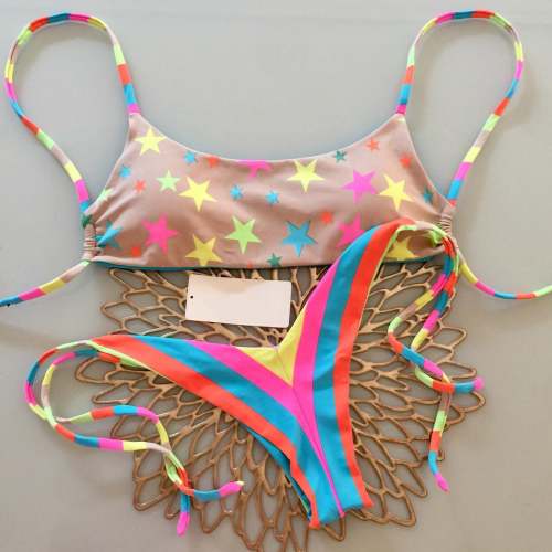 Sexy strappy star print bikini