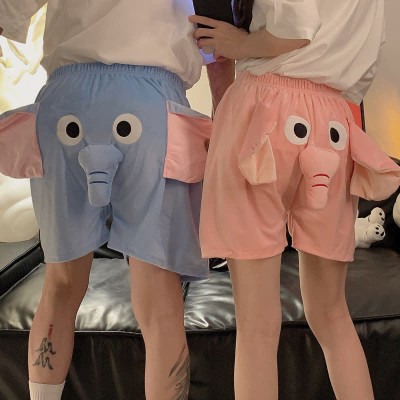Girlfriend Boyfriend Cartoon Elephant Short Sleeve Pajamas Set