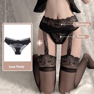 Sexy One-Piece Straps Stockings Panty Set