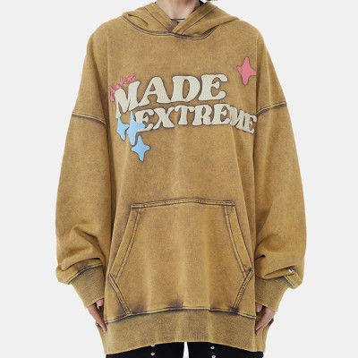 Skull Letter Embroidery Vintage Casual Hoodie