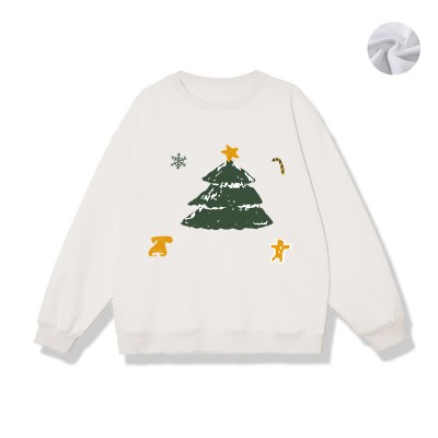 Boyfriend Girlfriend Christmas Tree Bell Print Loose Sweatshirt