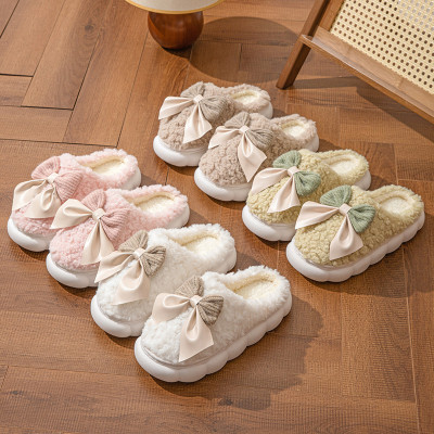 Cozy Women's Bow Slippers - Warm Autumn & Winter Comfort