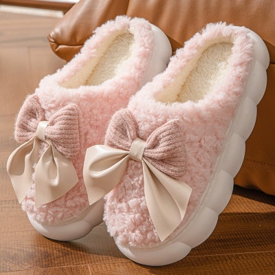 Cozy Women's Bow Slippers - Warm Autumn & Winter Comfort
