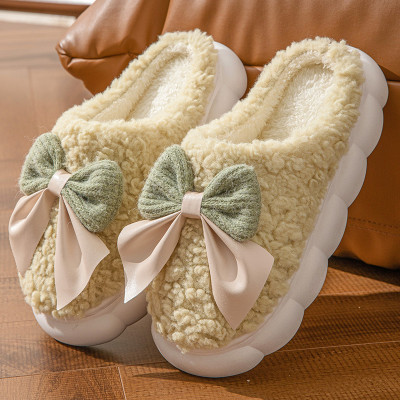 Cozy Women's Bow Slippers - Warm Autumn & Winter Comfort
