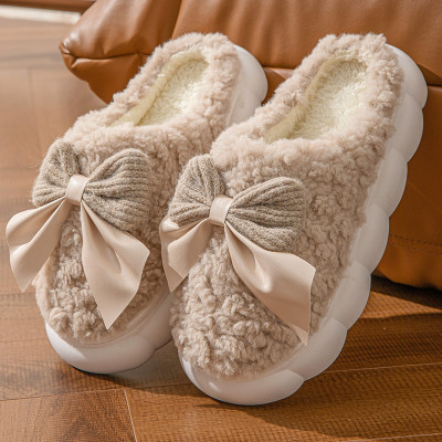 Cozy Women's Bow Slippers - Warm Autumn & Winter Comfort