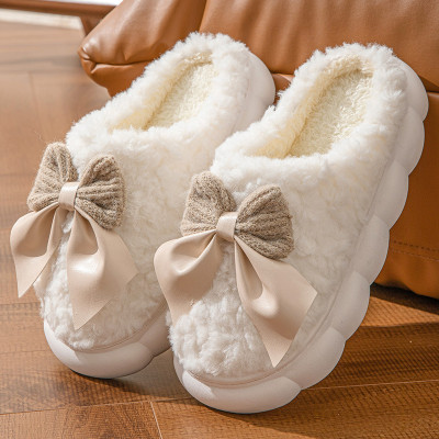 Cozy Women's Bow Slippers - Warm Autumn & Winter Comfort
