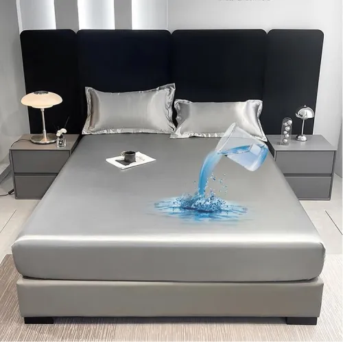 Pet-Friendly & Fur-Resistant Waterproof Satin Fitted Sheet Mattress Protector