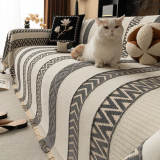 Venus Striped Geometric Chenille Full-Cover Throw Couch Cover